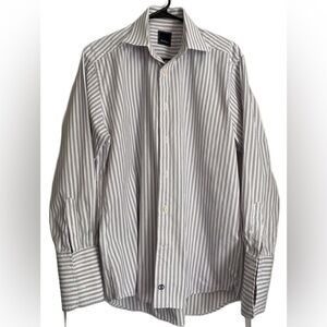 David Donahue Cotton Stripe Long Sleeves Dress Shirt Sz: 16/ 32-3